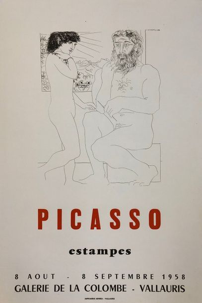 PICASSO (d'après Pablo). "Affiche" (1958). Lithographie en couleurs, éditée dans...