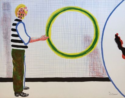 RAVEEL (Roger). "De schepping van de cirkel" (1978). Lithographie en couleurs, just....