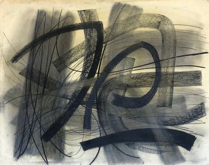 SAVERYS (Jan). "Composition" (1952). Pastel sur papier daté et signé au coin infér....