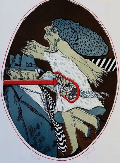 SEGUI (Antonio). Sans titre (1965). Lithographie en couleurs tirée sur vélin d'Arches,...