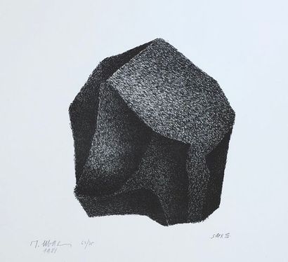 UBAC (Raoul). "Silex III" (1981). Lithographie en noir tirée sur papier vélin, just....