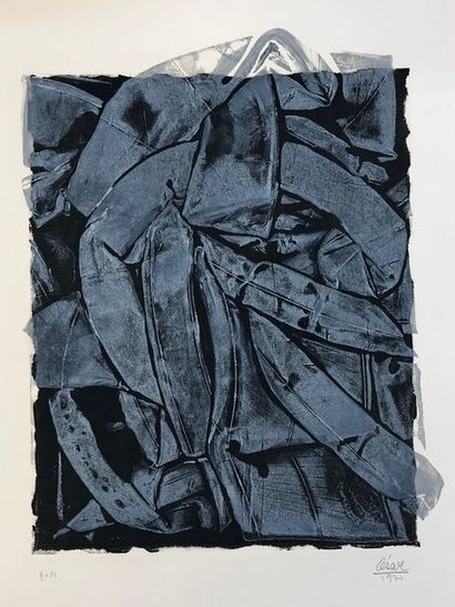 CESAR (César Baldaccini, dit). "Compr. gris-bleu" (1971). Lithographie en couleurs...