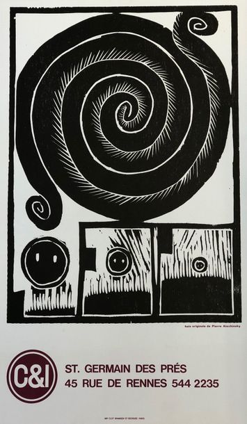 ALECHINSKY (Pierre). Affiche (1973). Gravure sur bois réalisée pour la boutique C&I...