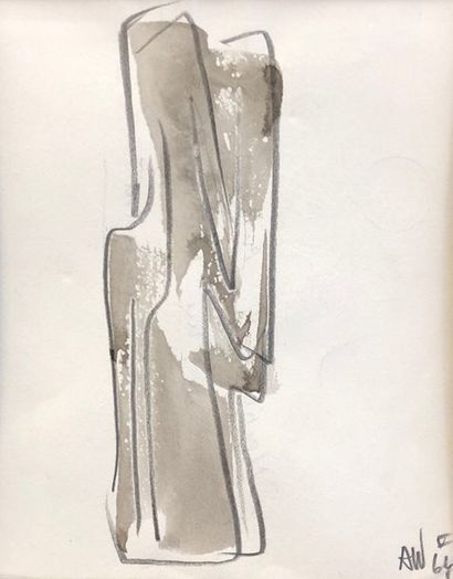 ANTHOONS (Willy). "Composition" (1964). Lavis et crayon sur papier, signé au coin...