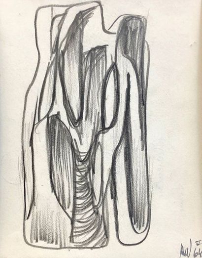 ANTHOONS (Willy). "Composition" (1964). Crayon sur papier, signé au coin infér. droit...