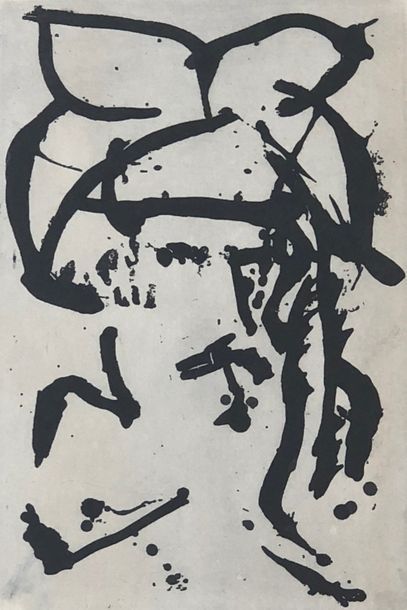 ALECHINSKY (Pierre). "Portrait de Christian Dotremont en bonnet lapon" (1957). Eau-forte...