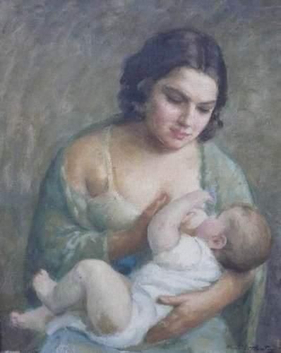 null Madeleine PLANTEY (1890-1985)
Maternité.
Huile sur toile.
Signée en bas à droite.
65...