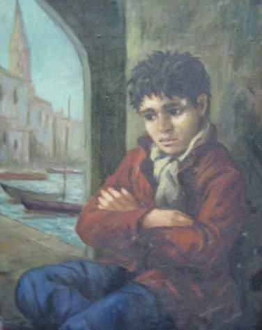 null Antonin Ivanovitch SOUNGOUROFF (1911-1982) 
Enfant abandonné.

Huile sur toile.
Signée...
