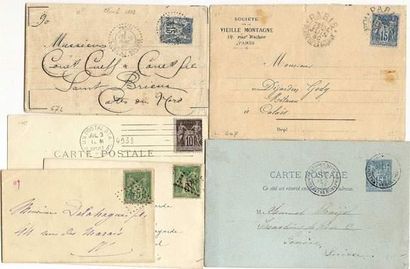 null FRANCE : type SAGE sur lettres, carte, entier postal dont oblitérations 1878.
Exposition...