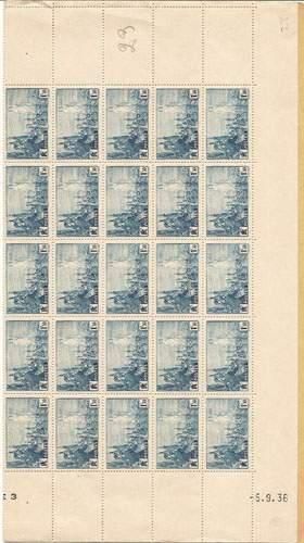 null FRANCE : timbre-poste Yvert n°328 une feuille (50 exemplaires ) neuve, sans...