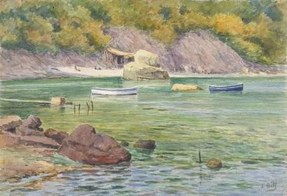 null Lina BILL (Gruissan 1855-Avignon 1936)
La plage de Magot près de Toulon.
Aquarelle...