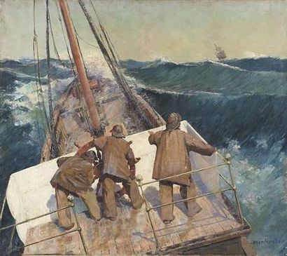 null Frédéric MONTENARD (1849-1926)
Marins en mer par gros temps.
Huile sur toile.
Signée...