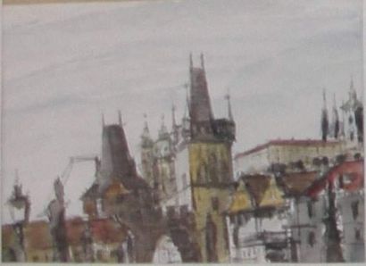 null 1 gravure de Prague dessin et lavis