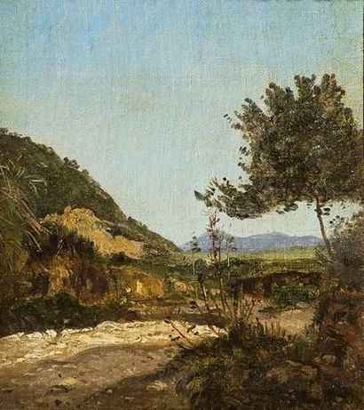 null Paul GUIGOU (1834-1971).
Paysage.
Huile sur toile.
18 x 15 cm.
Provenance :
ancienne...