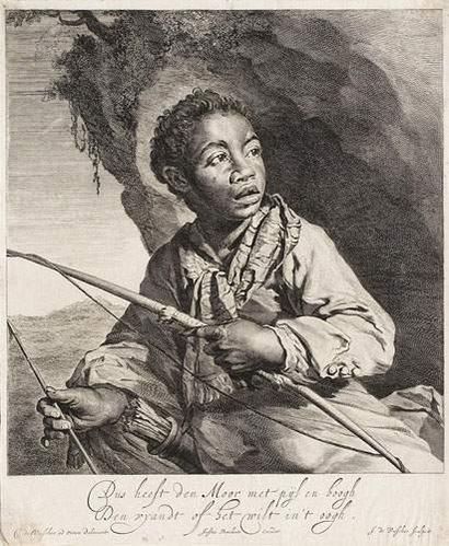 null Cornelisz de VISSCHER (Haarlem 1619-1662).
Portrait d'un jeune noir tirant à...