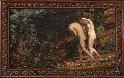 null Henri Marcel MAGNE (né en 1877).
Adam et Eve chassés du Paradis terrestre.
Huile...