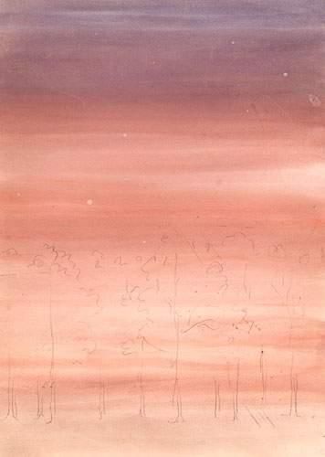 null René MAGRITTE (1898-1967).
La forêt rose.
Aquarelle et crayon sur papier. Au...