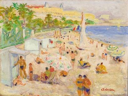 null Lucien ADRION (1889-1953).
La plage.
Huile sur panneau.
Signée en bas à droite.
38...