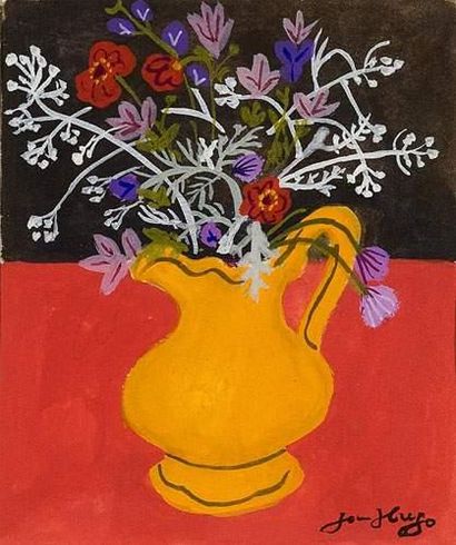 null Jean HUGO (Paris, 1894 - Lunel, 1984).
Bouquet de fleurs dans un vase, 1975.
Gouache.
Signée...