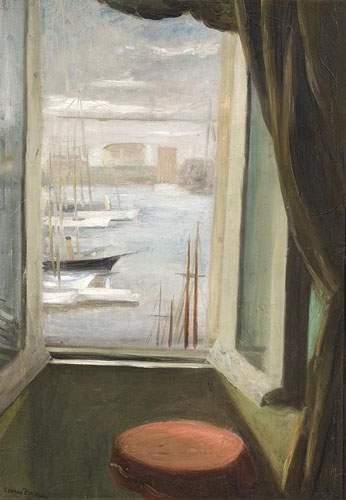 null LEONID (1896-1976) Leonid Gustavovic BERMAN.
Fenêtre ouverte sur le port de...