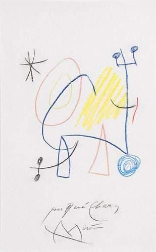 null Joan MIRO (1893-1983).
Composition.
Dessin au crayon de couleur.
Signé en bas...