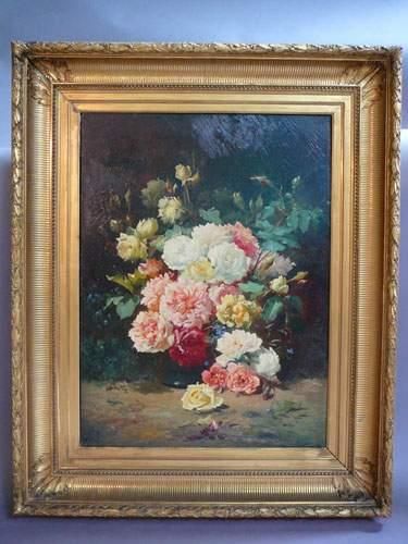 null COPPENOLLE (1846-1914) "Bouquet rustique dans un vase vernissé" signé en bas...