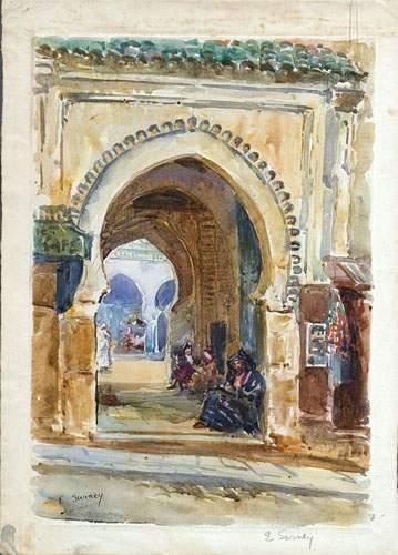 null Evelyn Gray SWINEY
Porte à Marrakech.
Aquarelle.
38 x 28 cm.