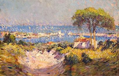 null Gustave GAGLIARDINI (1846-1927)
Petit port dans le Var.
Huile sur toile.
Signée...