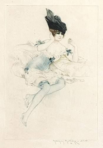 null Maurice MILLIERE (1971-1935)
Femme ajustant sa coiffure. 1914.
Pointe sèche...