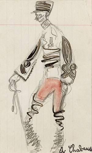 null Auguste CHABAUD (1882-1955).
Portrait d'un officier au sabre.
Encre et crayon...