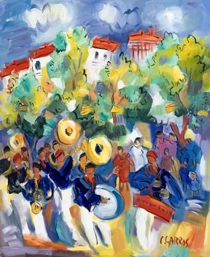 null Catherine GARROS (1954).
Les bandas.
Huile sur toile.
Signée en bas à droite.
73...