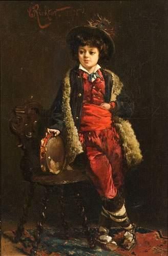null Edward-Frédérich Wilhem RICHTER (1844-1913).
Jeune homme au tambourin, 1876.
Huile...