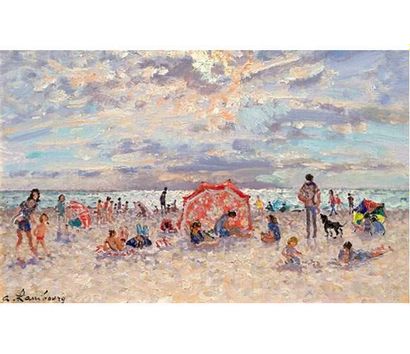 null André HAMBOURG (1909-1999)
Beau temps l'après midi à Trouville.
Huile sur toile...