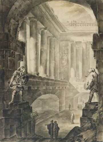 null Charles DELAFOSSE (1636-1716)
Architecture animée
Lavis gris signé en bas à...