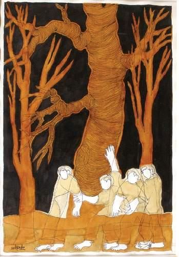 null SOBRADO, Pedro (1936)
" Personnages dans la forêt "
Aquarelle et encre, signée...