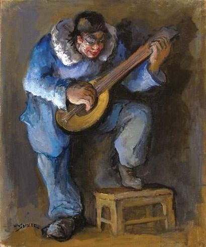 null HINSBERGER, Alexis (1907-1996)
" Pierrot bleu "
Huile sur toile, signée en bas...