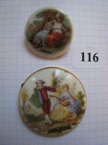 null 2 boutons porcelaine thème de couples romantiques (D32 et 45mm)