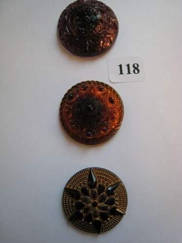 null 3 beaux boutons en verre années 30, motifs divers dont un profil féminin (D...