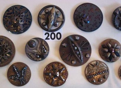 null 14 beaux boutons en acier et métal à motifs rapportés (Diamètres divers)