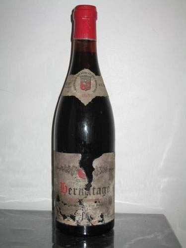 null 1 bouteille Hermitage rouge, Jean Louis CHAVE 1962, étiquette tachée, abîmé...