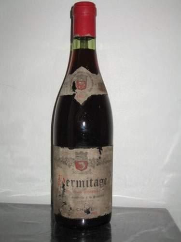 null 1 bouteille Hermitage rouge, Jean Louis CHAVE 1964, étiquette tachée, abîmé...