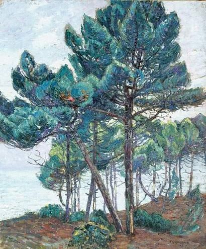 null RIGAUD Pierre Gaston (1874-1939)
" Les Pins Bleus au Pyla "
Huile sur toile,...