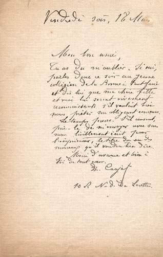 null Etienne Carjat. 5 lettres manuscrites entre 1862 et 1895