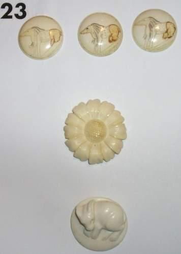 5 boutons ivoire XXè
(D 22 à 33mm)