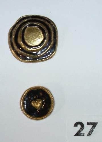 null 2 boutons en bronze et émail Line VAUTRIN Monogrammés LV années 40
(D 19 - 30...