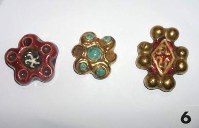 null 3 boutons céramique peinte années 30 Jean CLEMENT pour Elsa SCHIAPARELLI