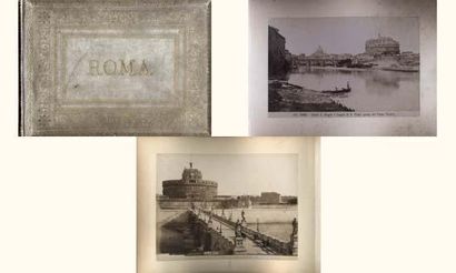 null Rome, c. 1870
Très bel ensemble de trois albums in-8 oblong sur la ville et...