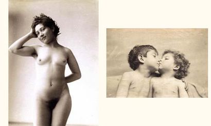 null Divers, xixe siècle
7 tirages d'époque : nus féminins (2) ; enfants ; instantané...