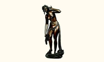 null DELAVIGNE (Ecole française) : Sculpture en bronze à patine cuivrée représentant...