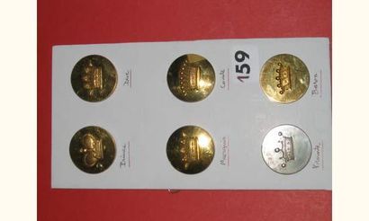 null Lot de 6 boutons en métal à motif des couronnes de baron, vicomte, comte, marquis,...